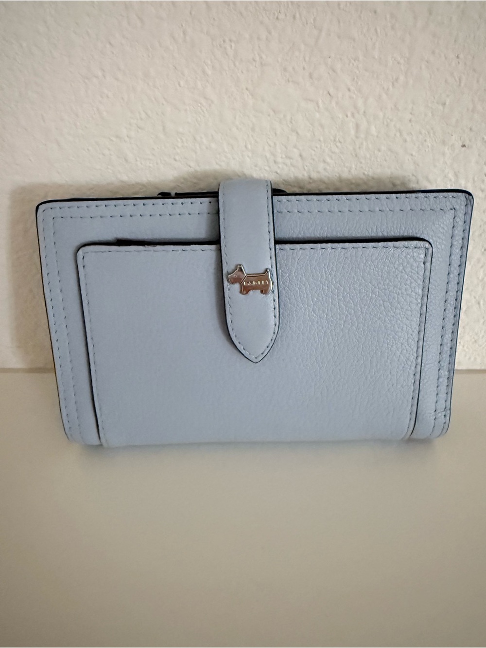 RADLEY LONDON Pale Blue Pebbled Leather Wallet with Dog Charm